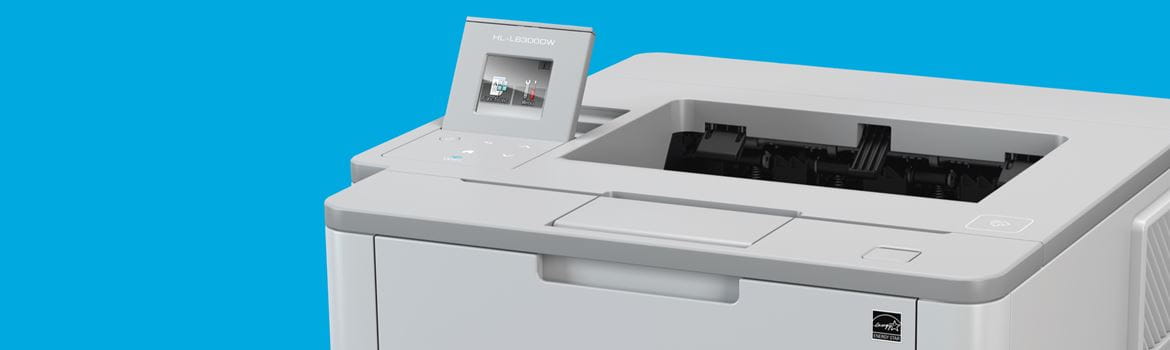 printer against a blue backdrop